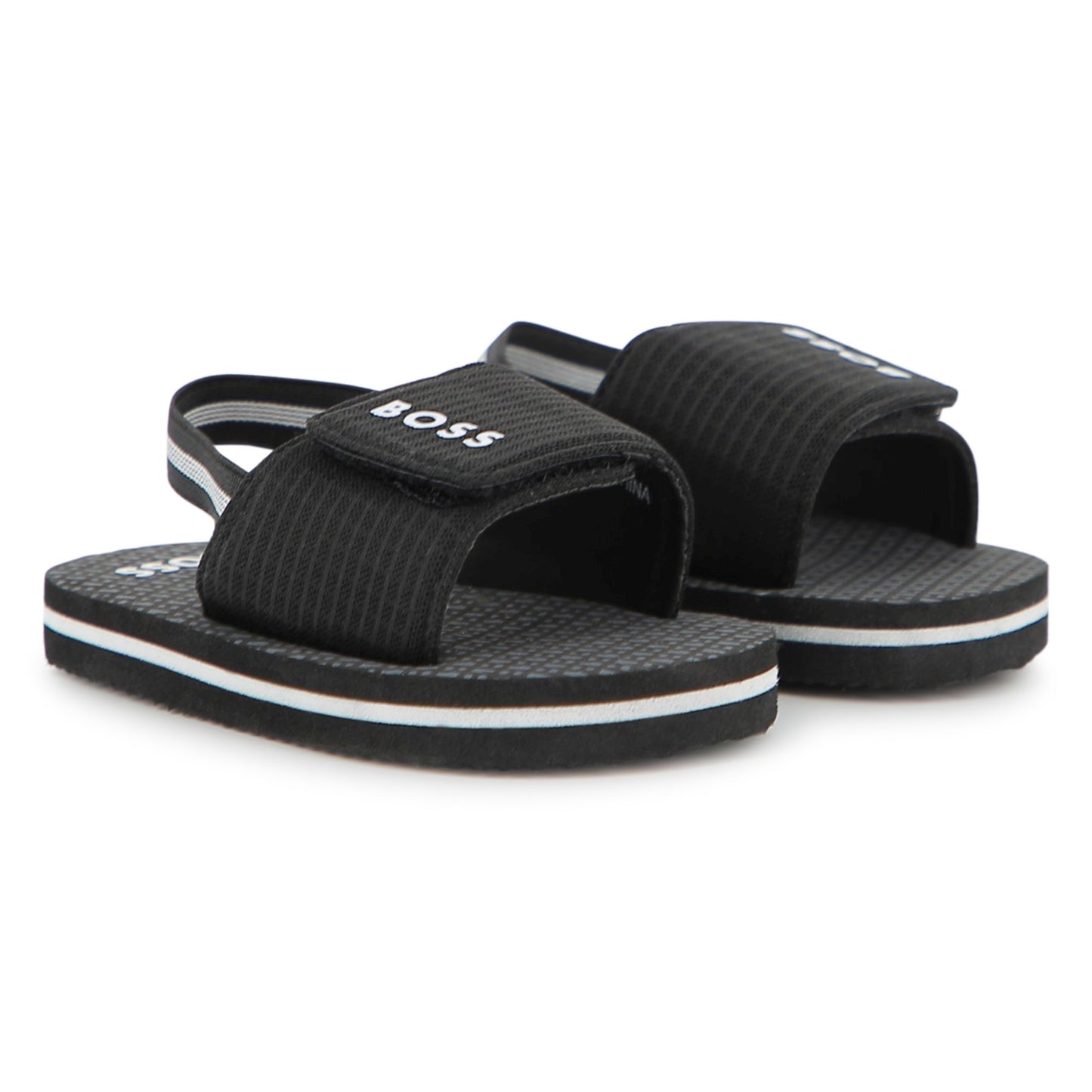 BOSS TODDLER/KID BLACK SLIDERS J52820