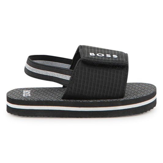 BOSS TODDLER/KID BLACK SLIDERS J52820