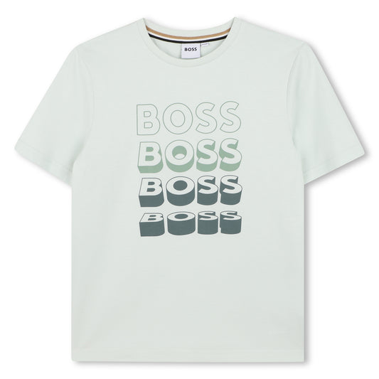 BOSS BOYS REPEAT LOGO SPROUT GREEN T SHIRT J52982