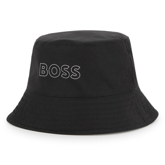BOSS BOYS BLACK REVERSIBLE BUCKET HAT J53113