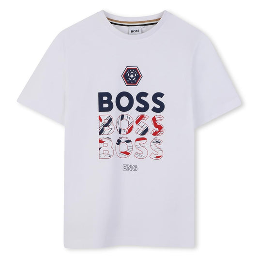 BOSS BOYS WHITE ENGLAND LOGO T SHIRT J53253