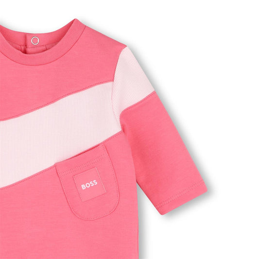 BOSS NB GIRL PINK BABY GROW J53325
