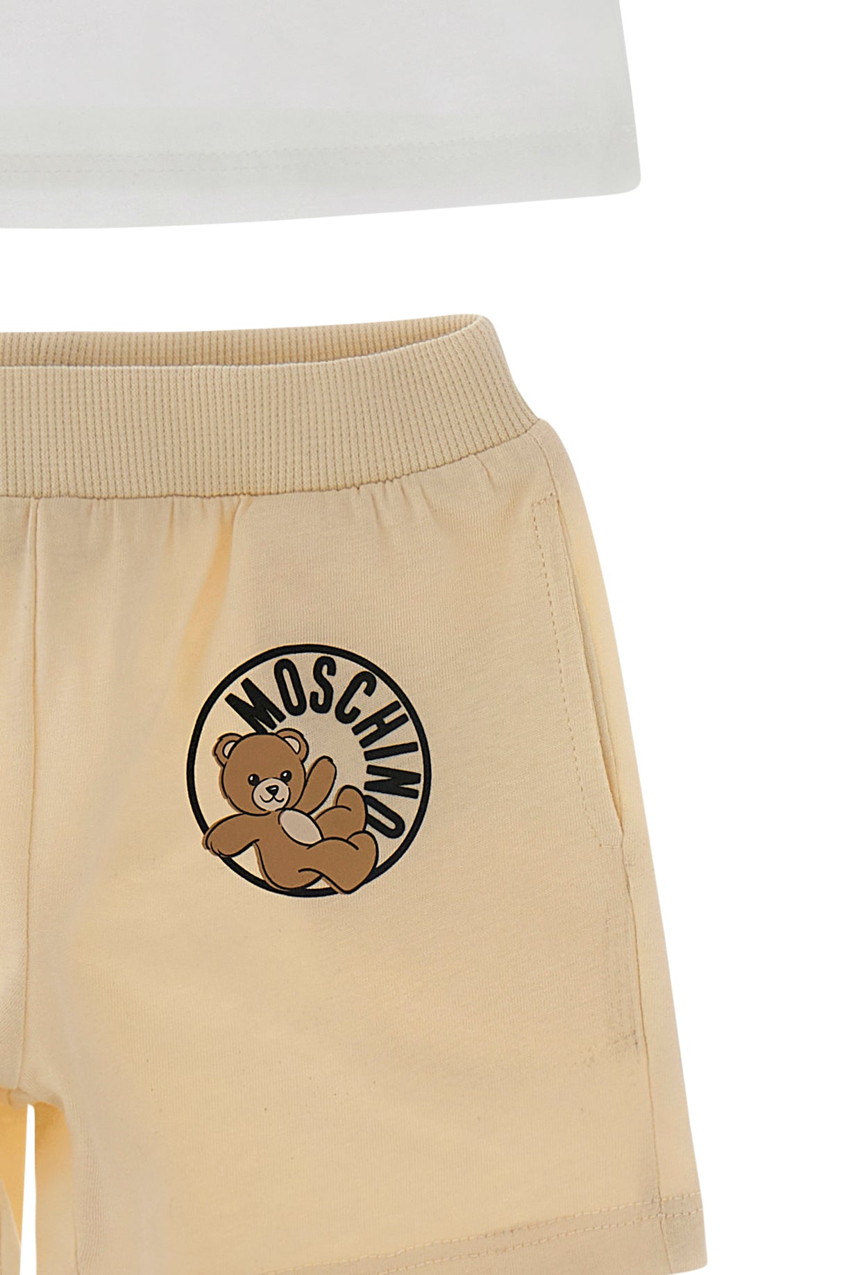 MOSCHINO BABY/TODDLER WHITE/BEIGE SHORTS SET M6G00M