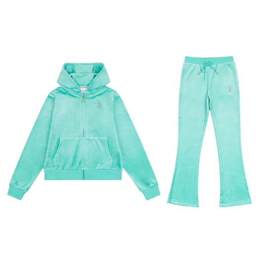 JUICY COUTURE GIRLS TURQOISE SOFT VELOUR TRACKSUIT