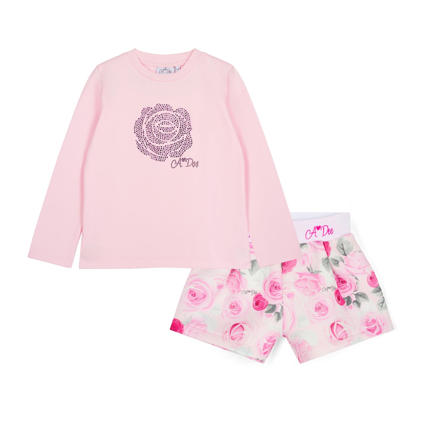 A DEE AMAYA ROSE PRINT SHORT SET W261506