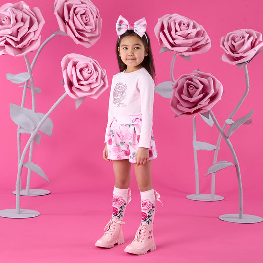 A DEE AMAYA ROSE PRINT SHORT SET W261506