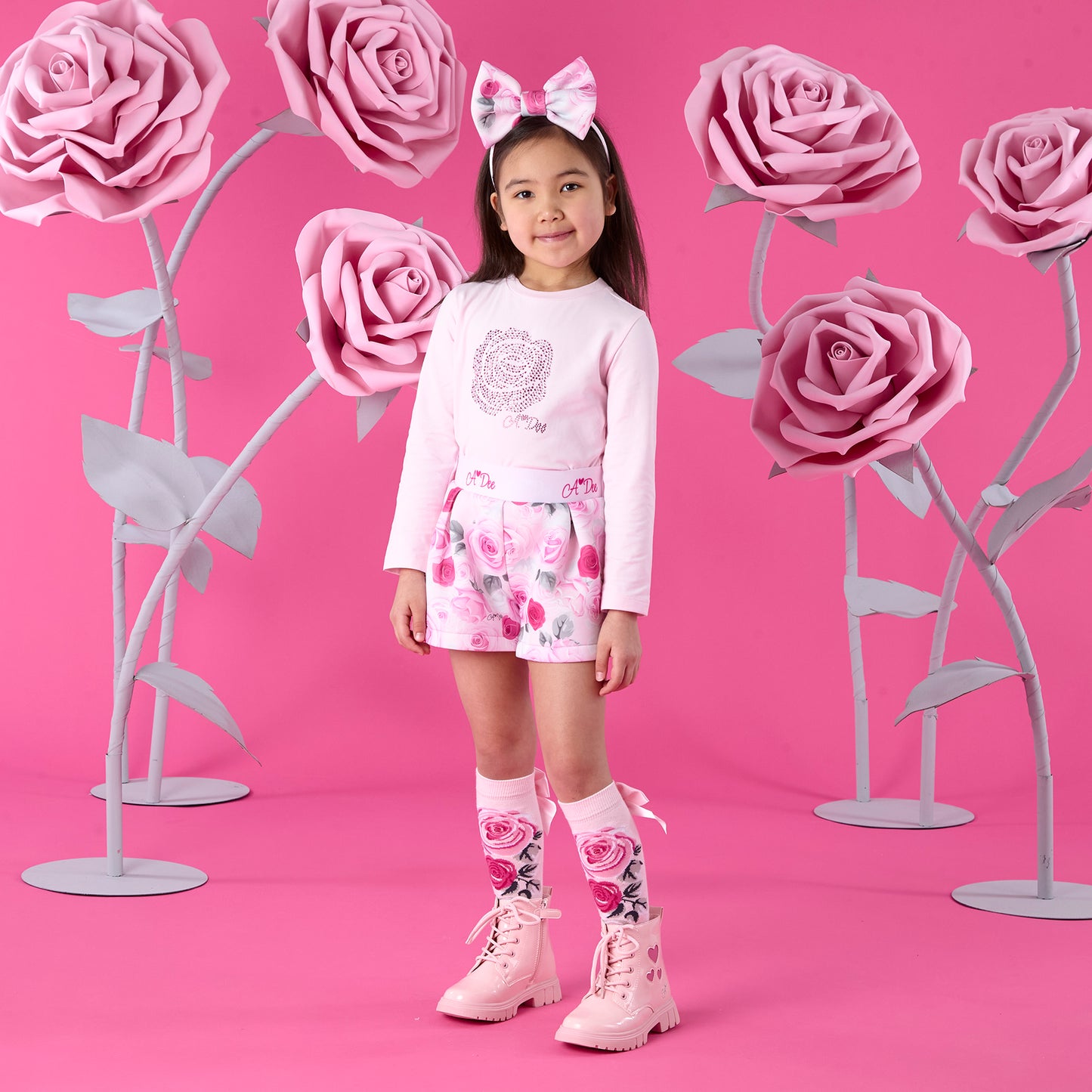 A DEE AMAYA ROSE PRINT SHORT SET W261506