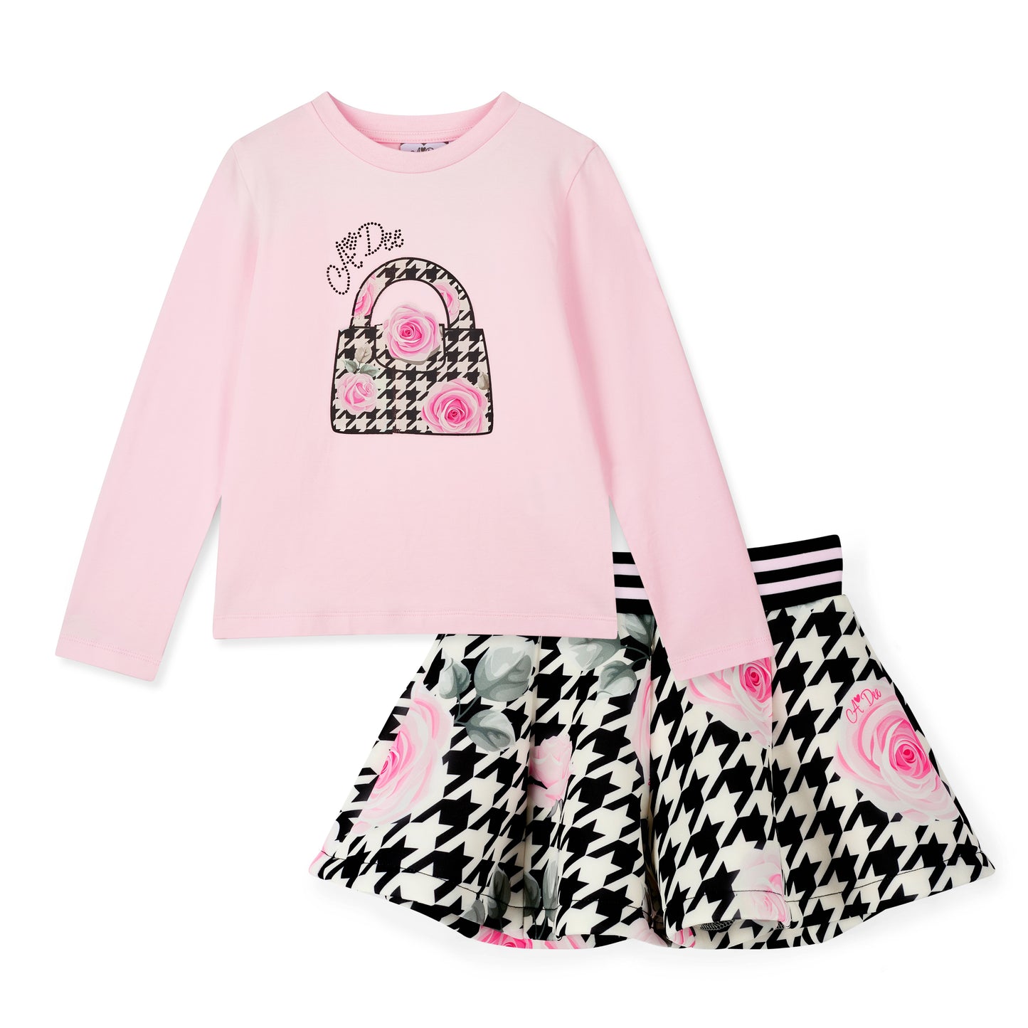 A DEE AMY HOUNDSTOOTH PRINT SHORT SET W261509