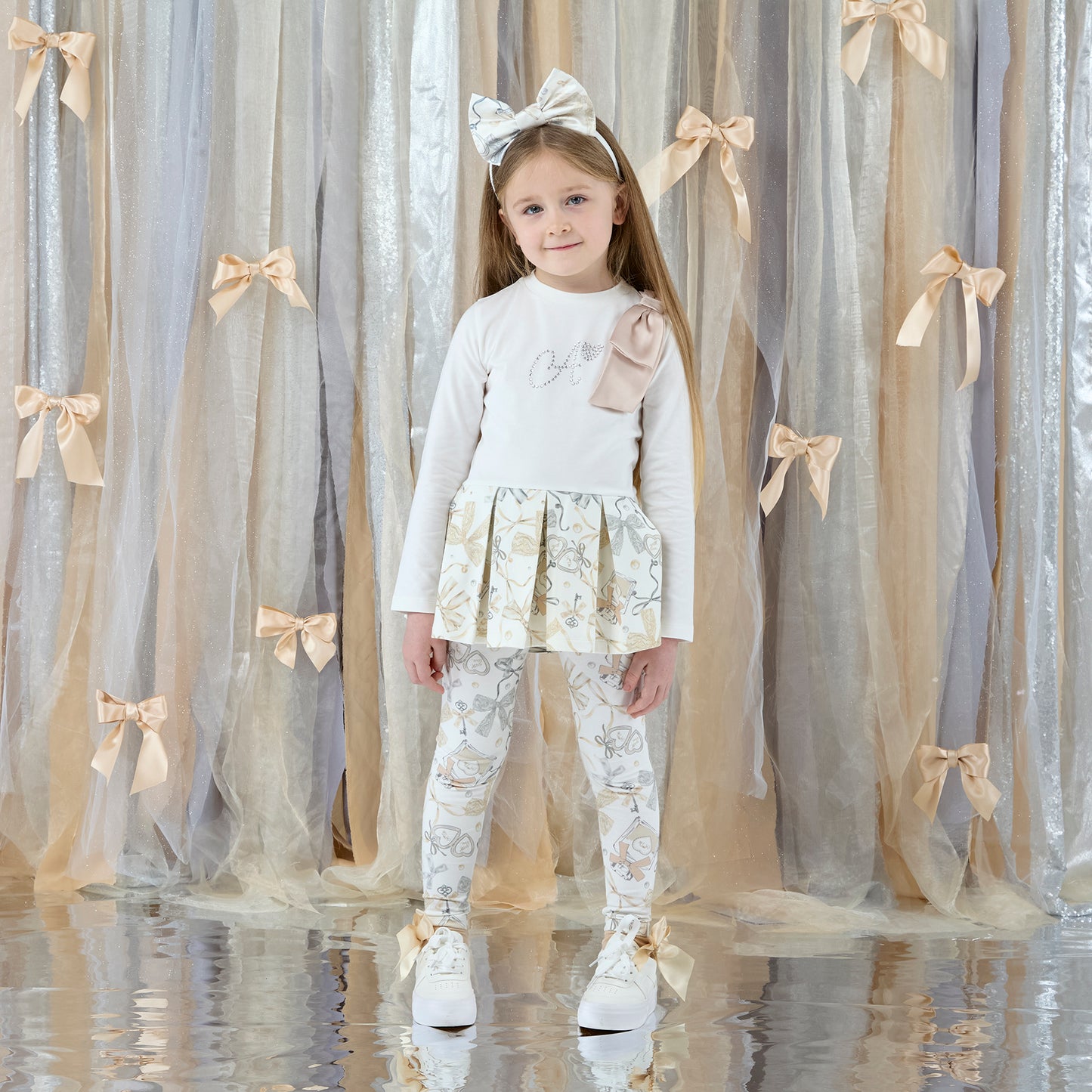 A DEE BLAKE BOW PRINT PEPLUM LEGGING SET W262511