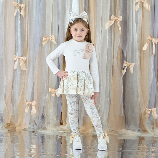 A DEE BLAKE BOW PRINT PEPLUM LEGGING SET W262511