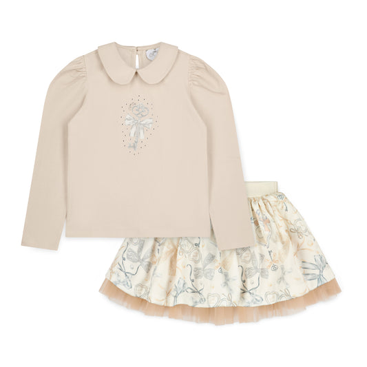 A DEE BRIE BOW PRINT SKIRT SET W262513