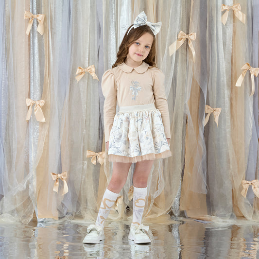 A DEE BRIE BOW PRINT SKIRT SET W262513