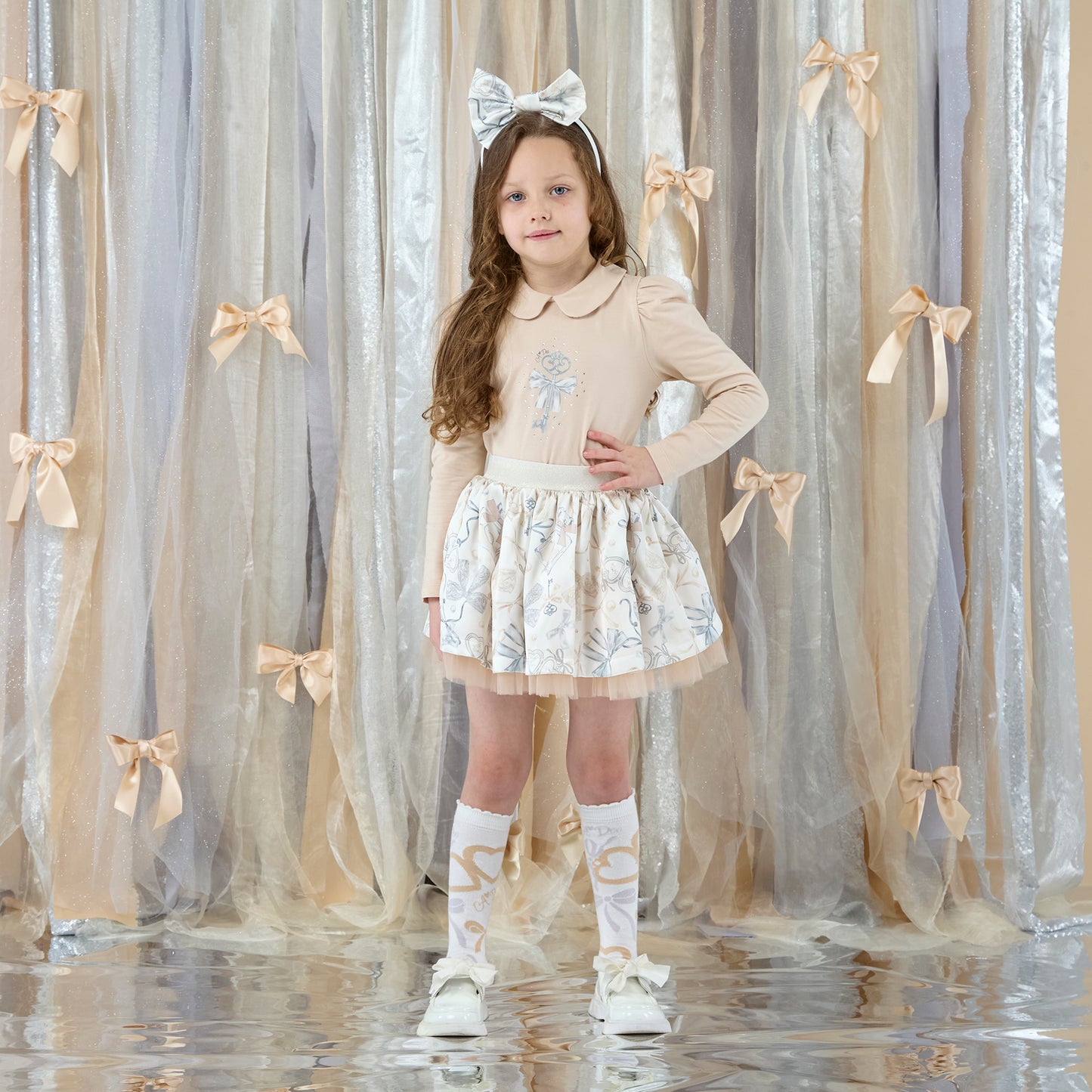 A DEE BRIE BOW PRINT SKIRT SET W262513