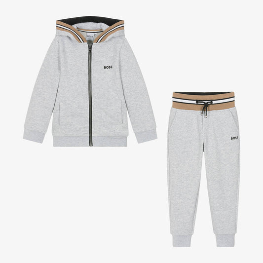 BOSS BOYS GREY TRACKSUIT J51135