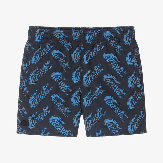 Lacoste Boys Navy Blue Logo Swim Shorts