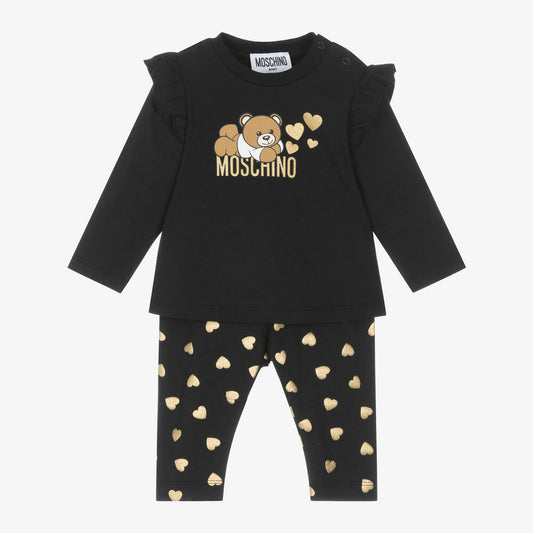 MOSCHINO BABY/TODDLER GIRLS LEGGINGS SET MBK01X