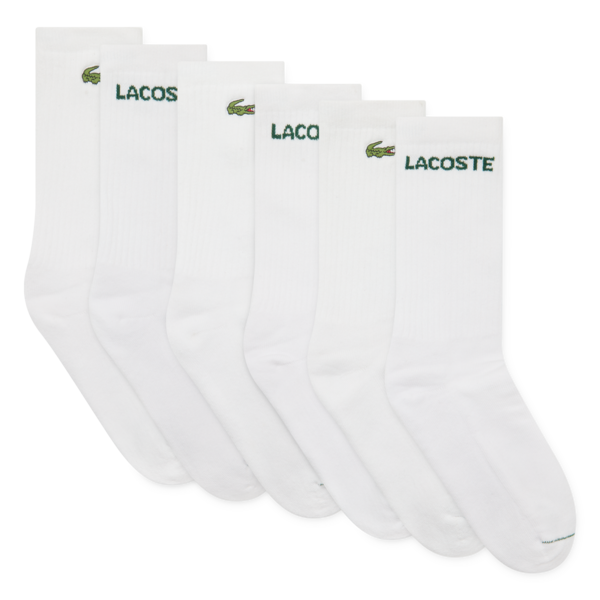 LACOSTE WHITE CREW PACK OF 6 SOCKS B46511