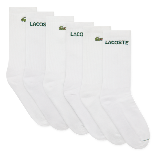 LACOSTE WHITE CREW PACK OF 6 SOCKS B46511