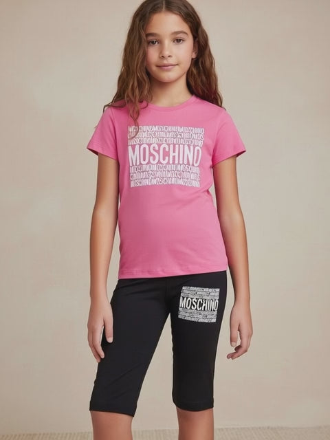 MOSCHINO GIRLS PINK & NAVY SHORTS SET
