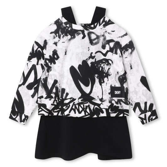 DKNY Girls Black & White 2-Piece Dress