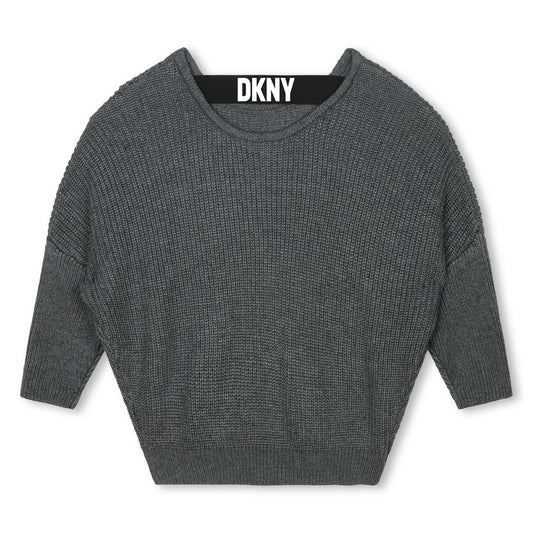 DKNY Girls Grey Knitted Pullover