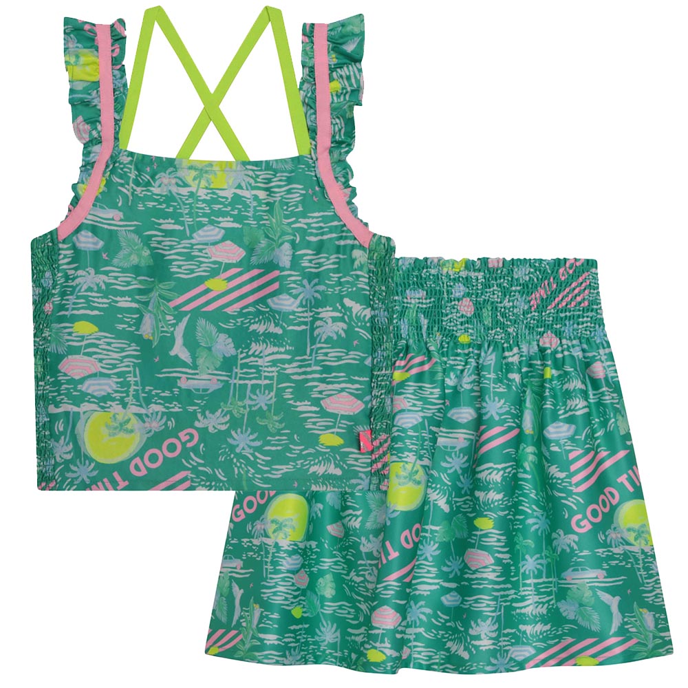 Billieblush Girls Green Blouse & Skirt Set