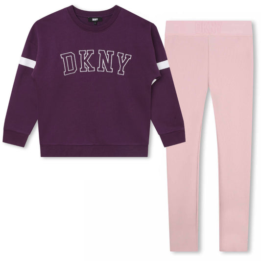 DKNY Girls Purple Sweatshirt & Leggings Set